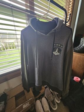 A/X Armani Exchange Men's Gray, Hunter Green, & Black Hooded Pullover Sweatshirt